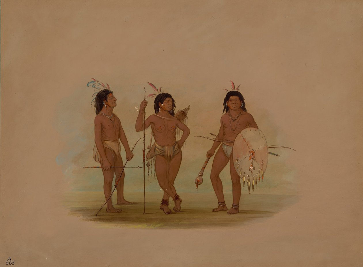 En Puelchee-hövding och två unga krigare, 18541869. av George Catlin