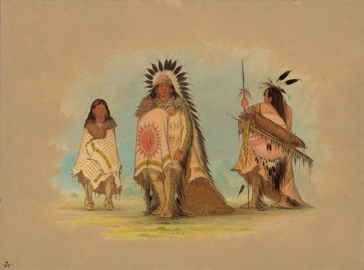 En Sioux-hövding, hans dotter och en krigare, 18611869. av George Catlin