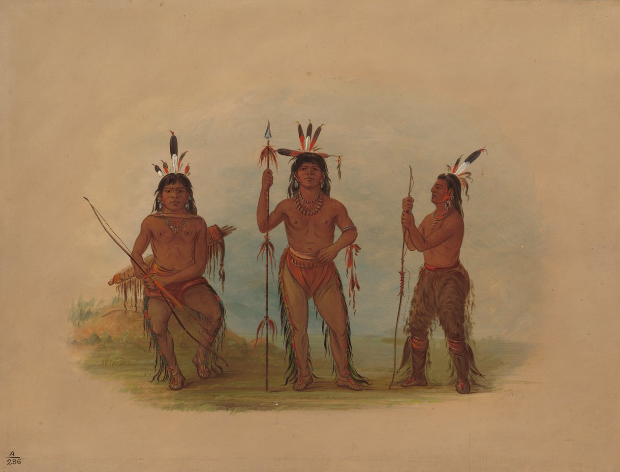 Aleutisk hövding och två krigare, 18551869. av George Catlin