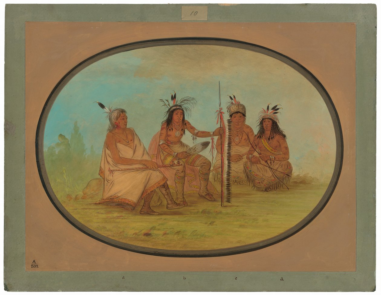 En åldrad Ojibbeway-hövding och tre krigare av George Catlin