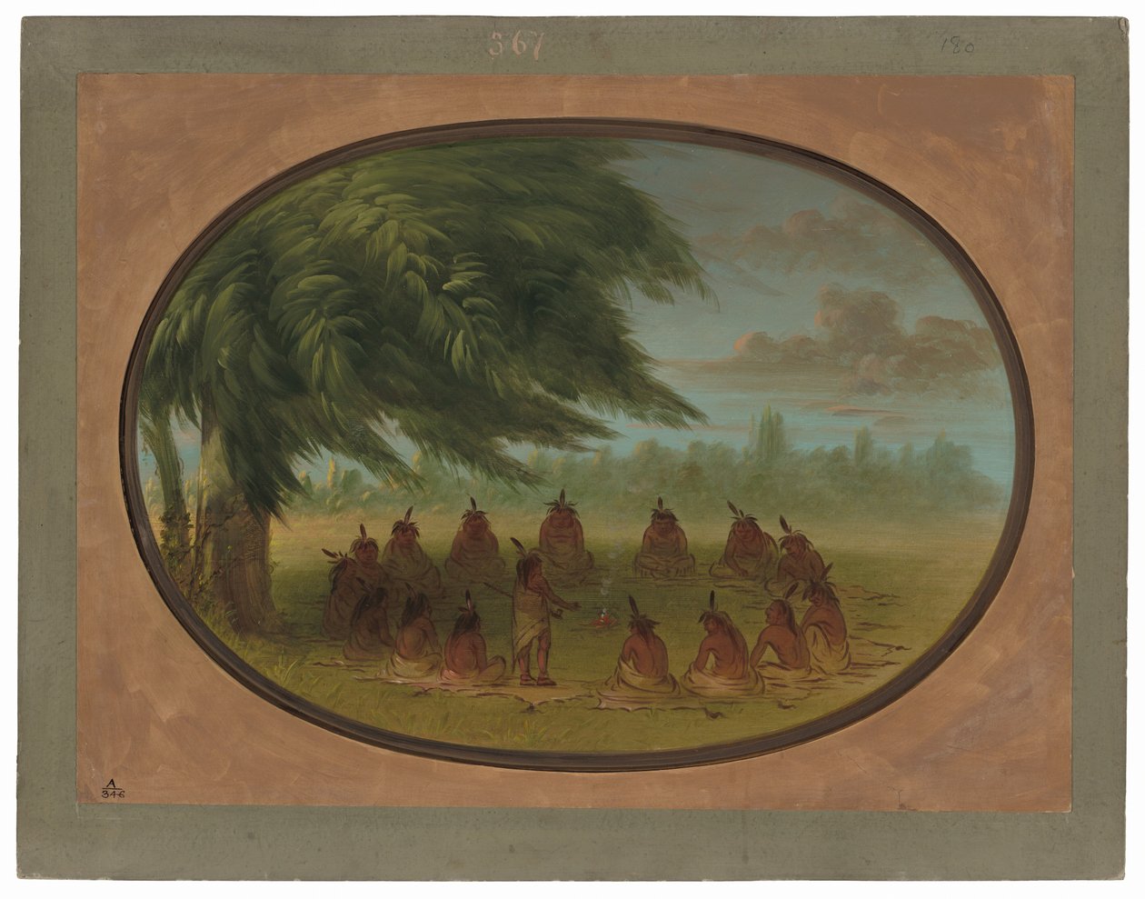 Ett indiskt råd - Sioux av George Catlin