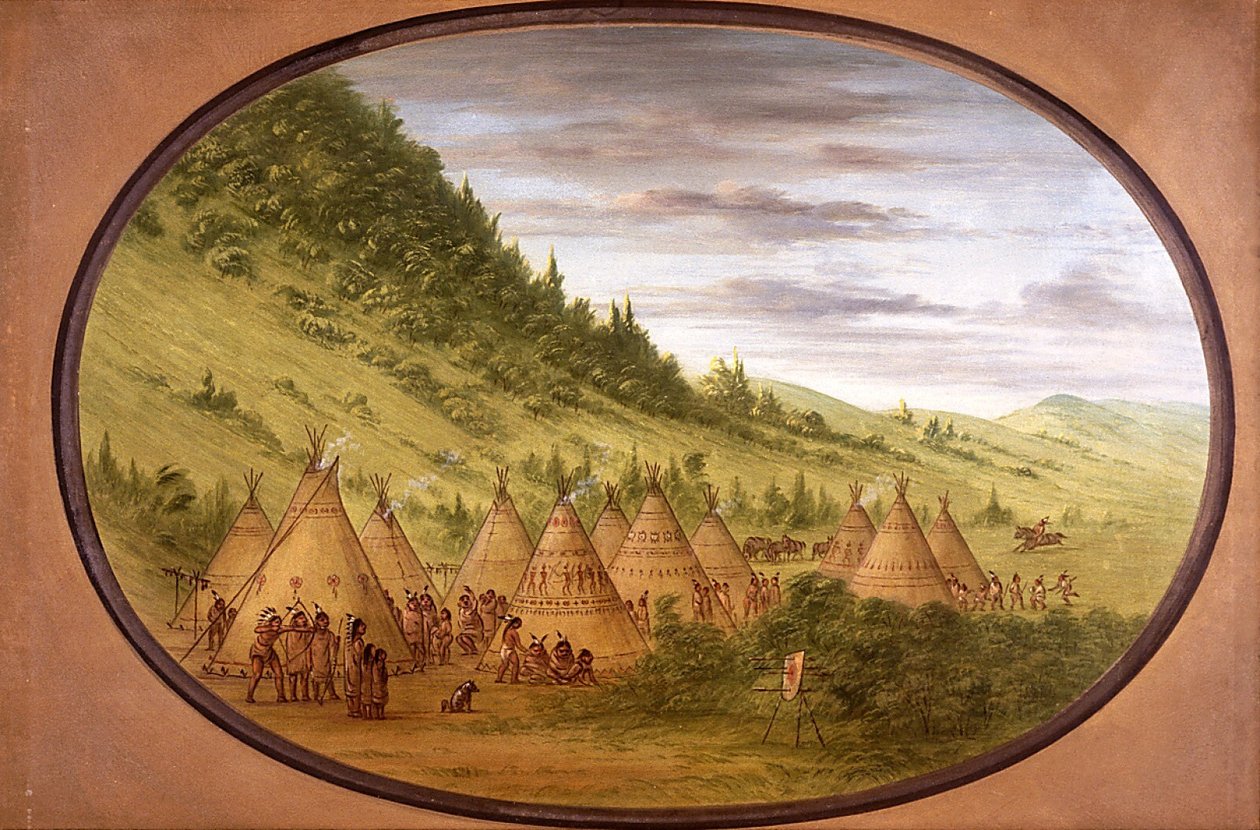 En ojibweby med tält av skinn av George Catlin
