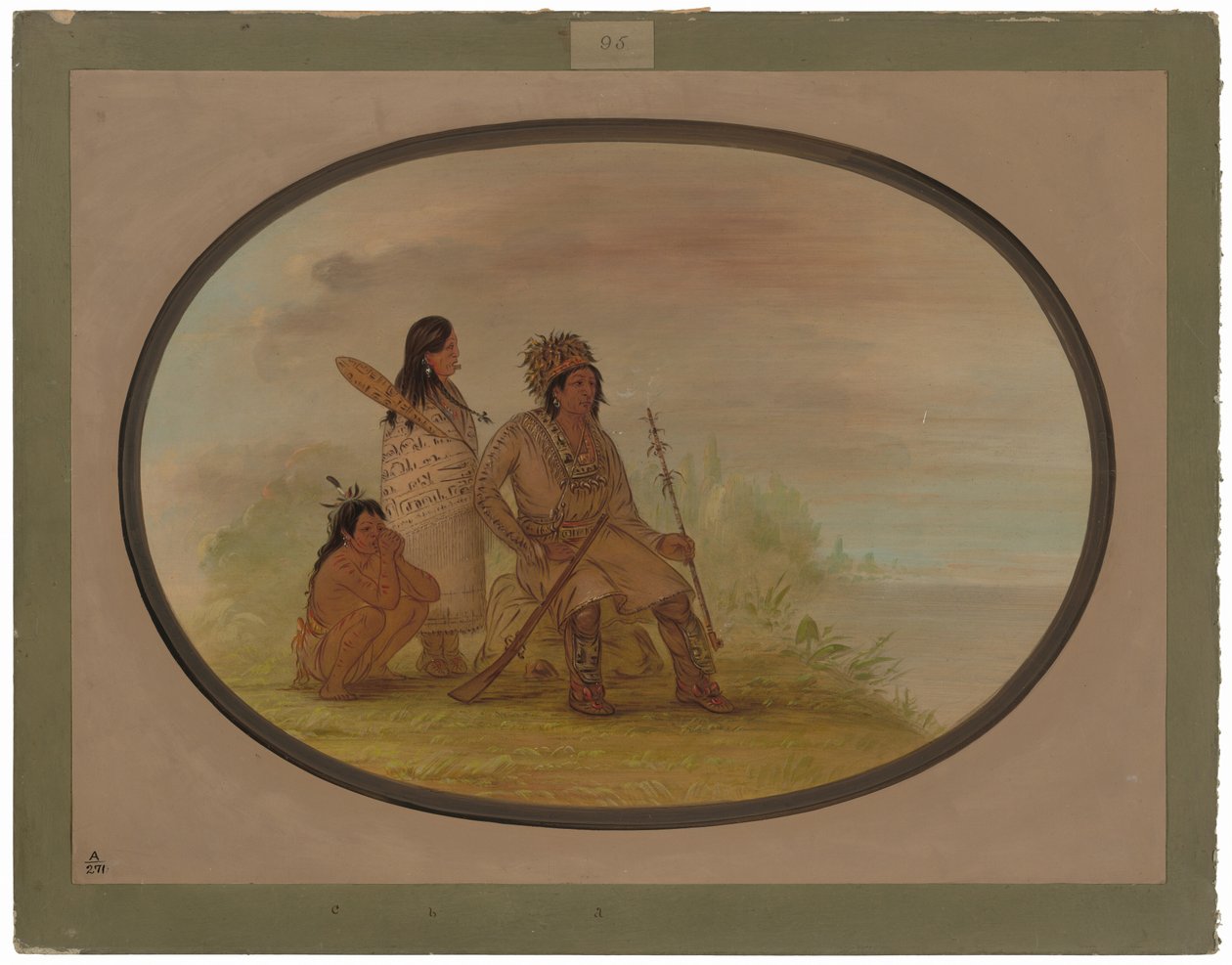 En gammal Nayas-indian, hans barnbarn och en pojke av George Catlin
