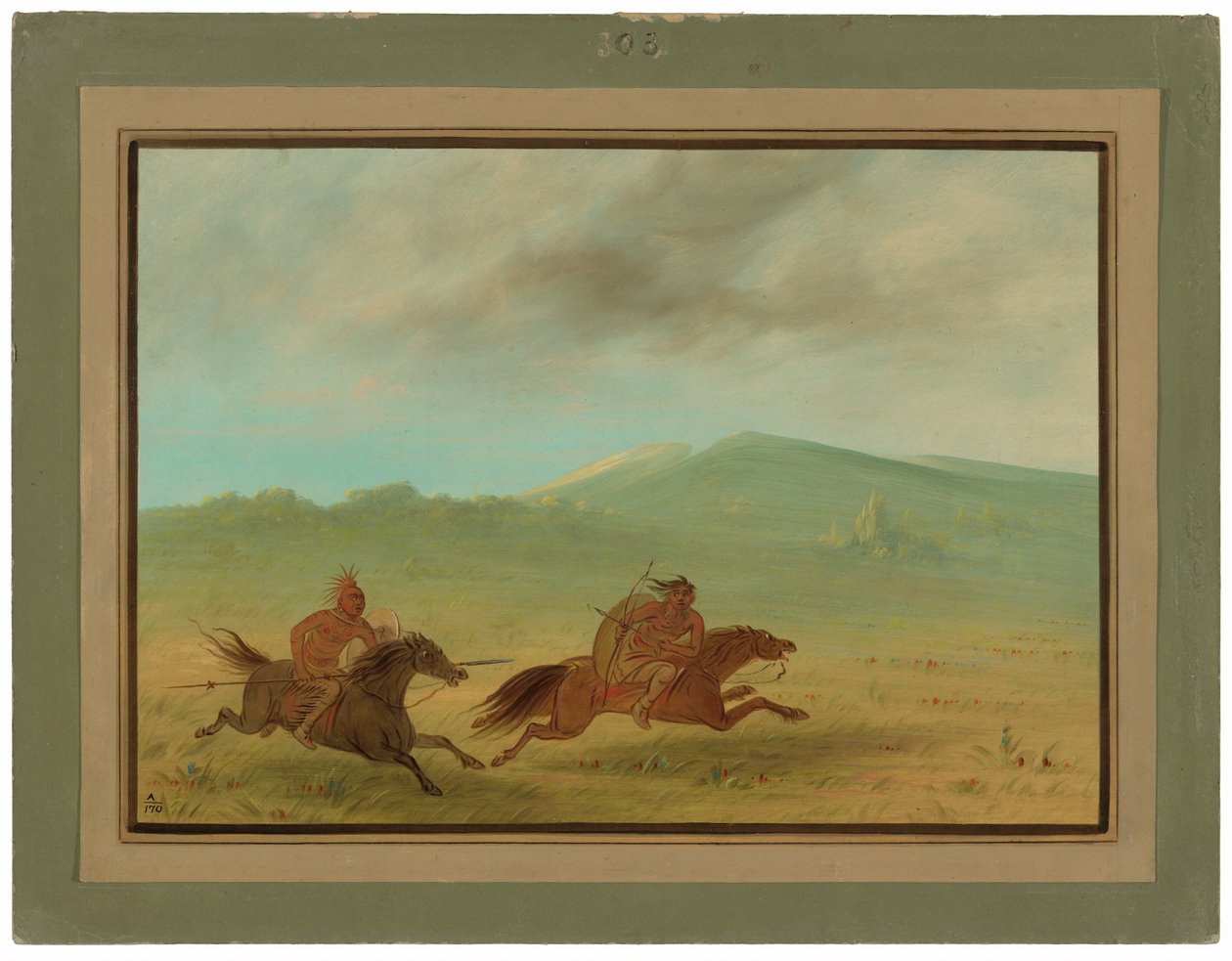 En Osage-indian som förföljer en Camanchee av George Catlin