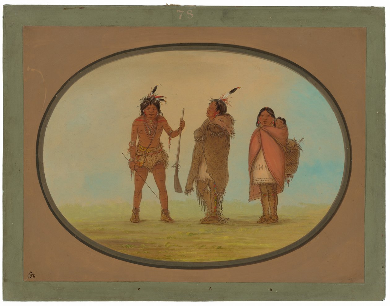 Arapaho-hövding, hans fru och en krigare av George Catlin