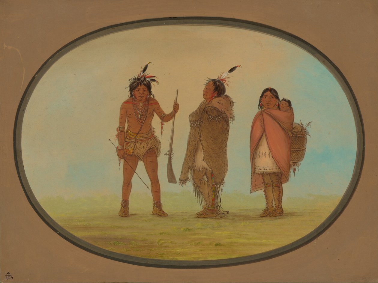 Arapaho-hövding, hans fru och en krigare, 18611869. av George Catlin