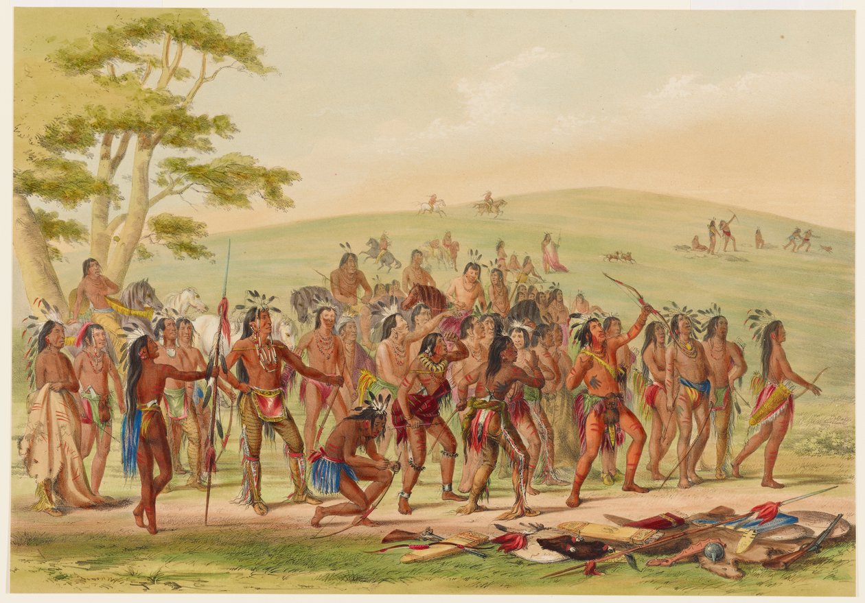 Mandanstammens bågskytte av George Catlin