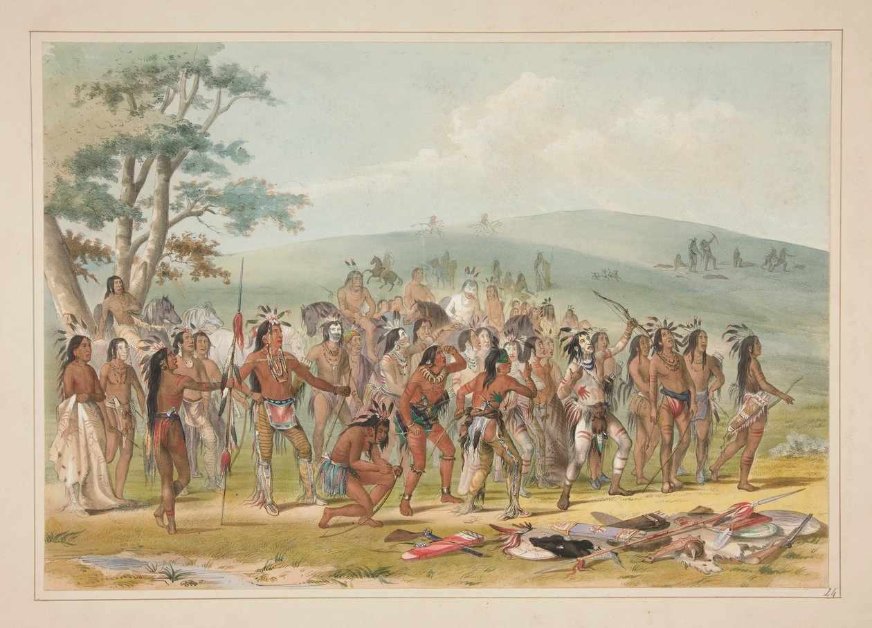 Mandans bågskytte, pl. 24 från North American Indian Portfolio av George Catlin