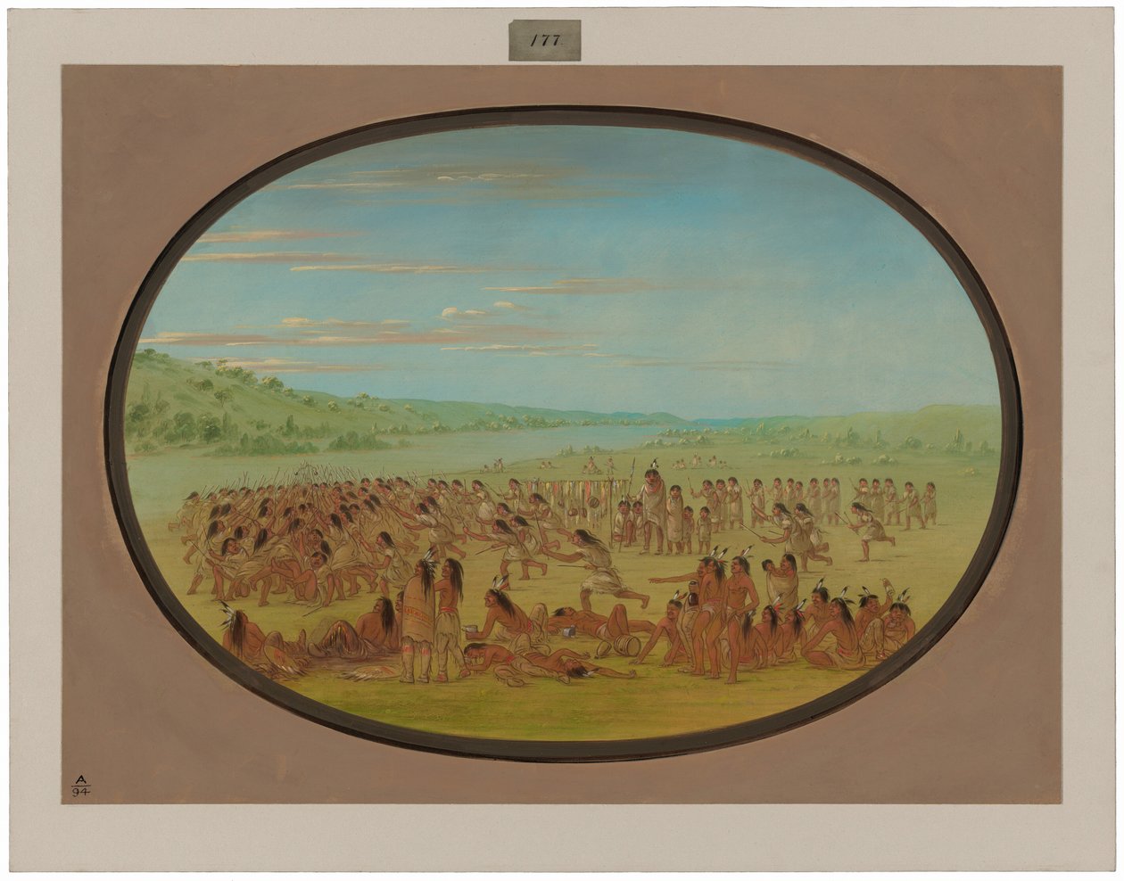 Kvinnornas bollspel - Sioux av George Catlin