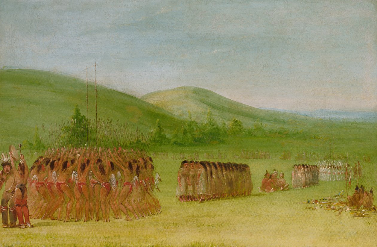 Bollspelsdans, Choctaw, 1834-1835. av George Catlin