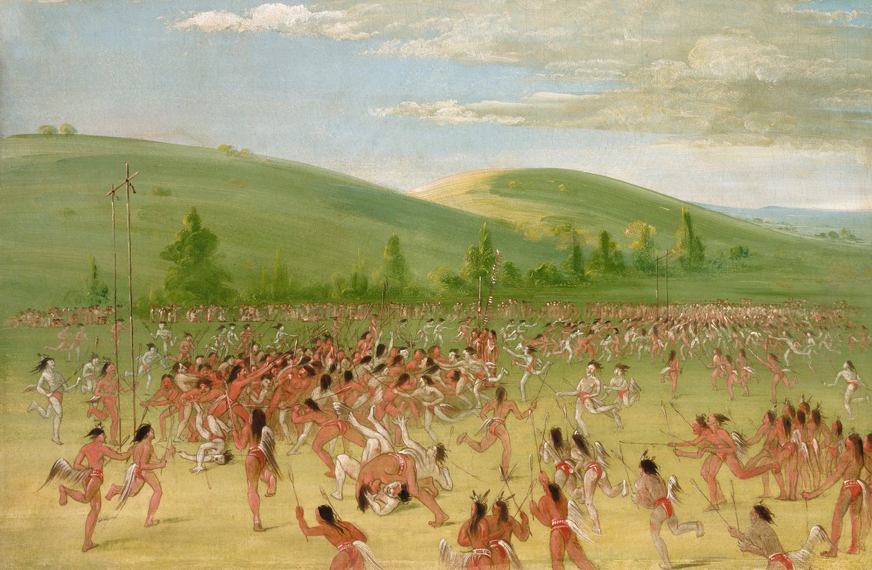 Choctaw-folkets bollspel - bollen upp av George Catlin