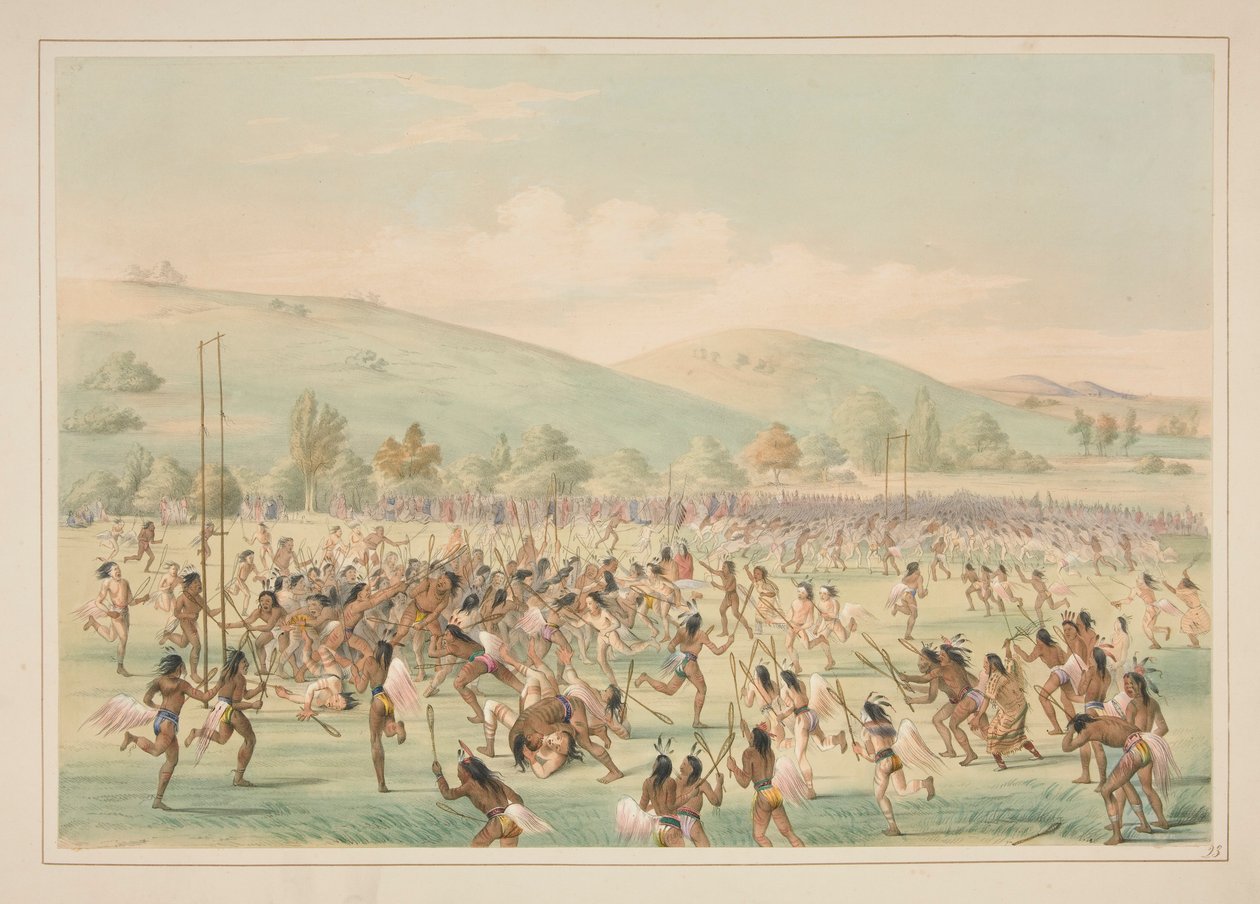 Bollspel, pl. 23 från North American Indian Portfolio av George Catlin