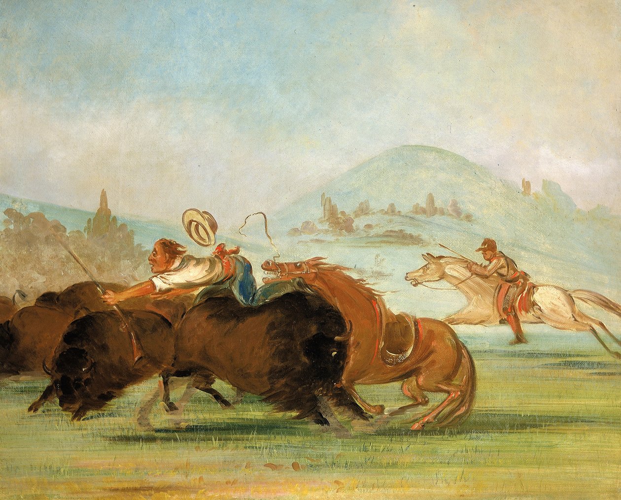 Batiste och jag springer Buffalo, Yellowstones mynning av George Catlin