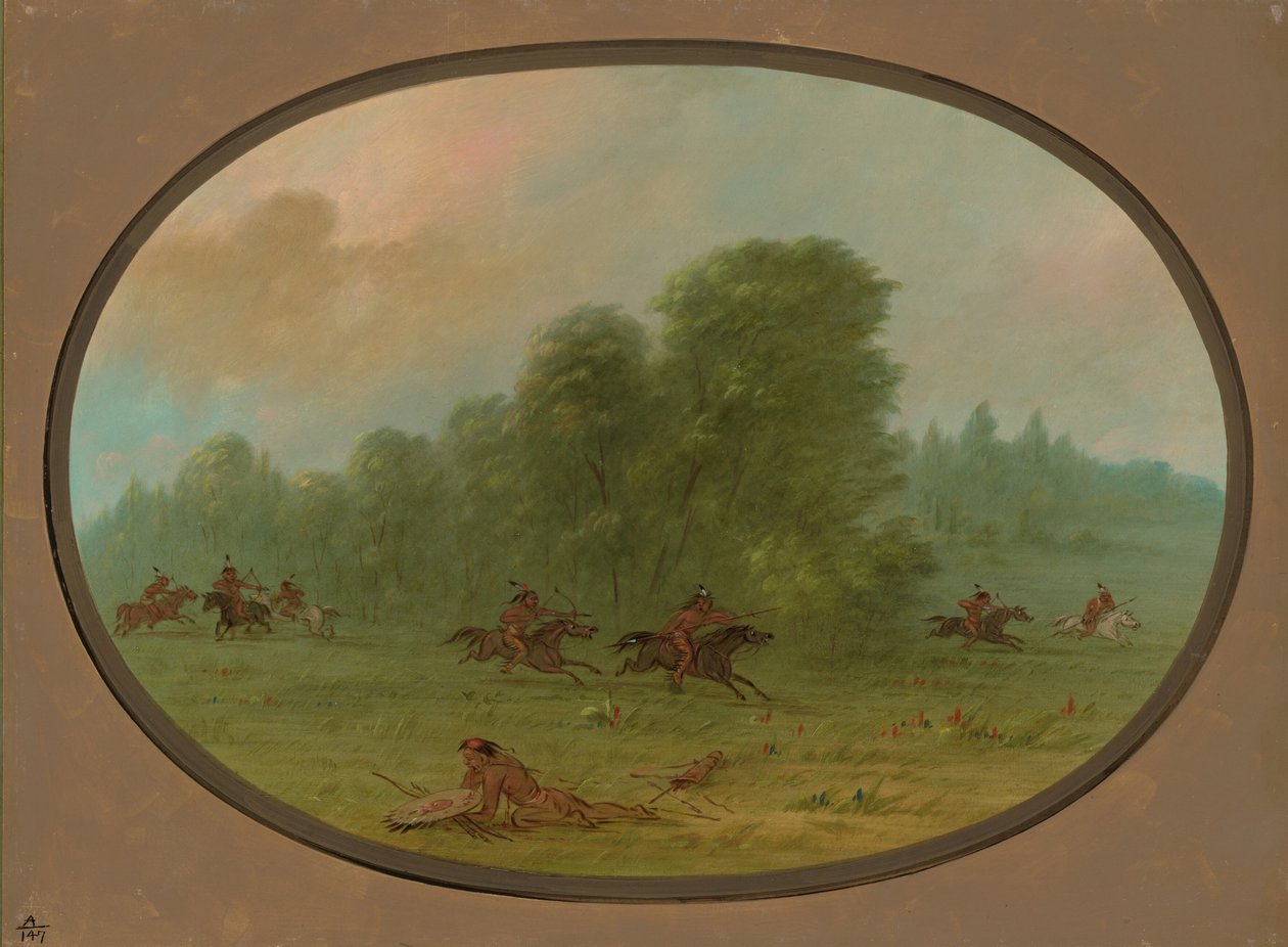 Slaget mellan Jiccarilla Apachees och Camanchees, 18611869. av George Catlin