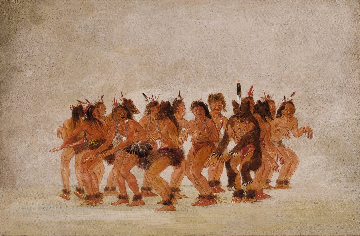 Björndans, Förberedelser inför björnjakt av George Catlin