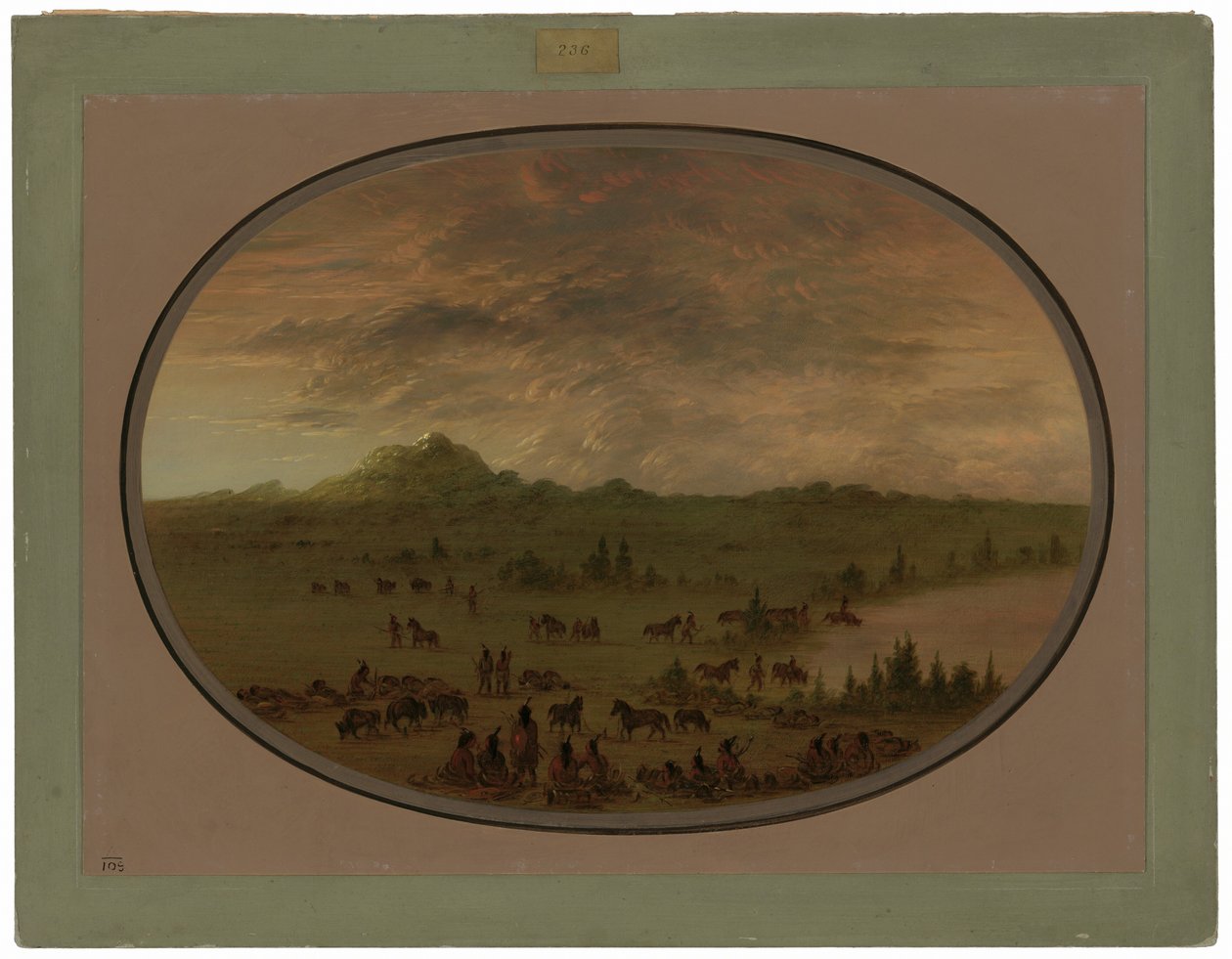 Bivack av en Sioux-krigsfest vid soluppgången av George Catlin