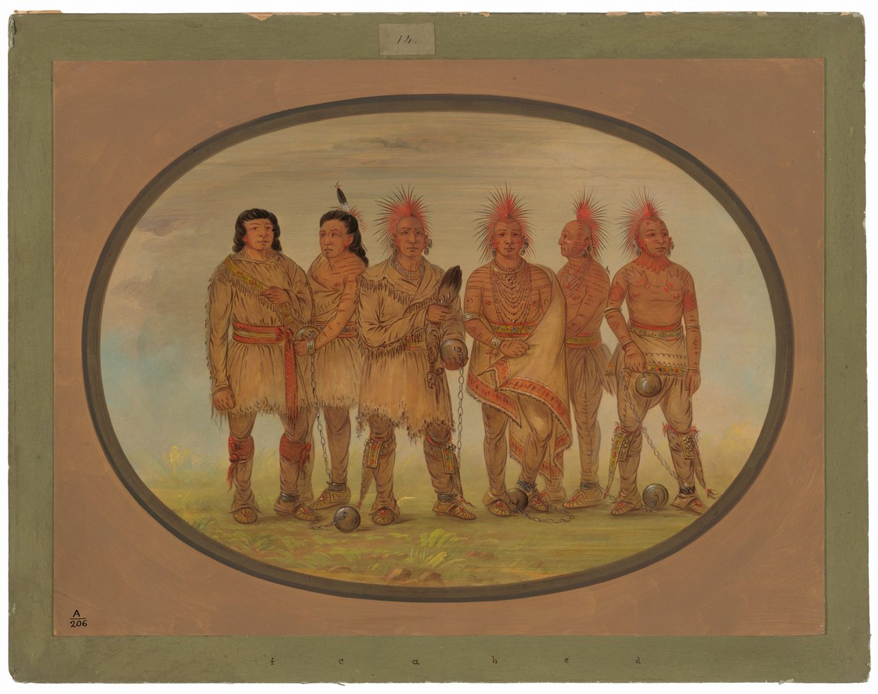 Black Hawk och fem andra Saukie-fångar av George Catlin