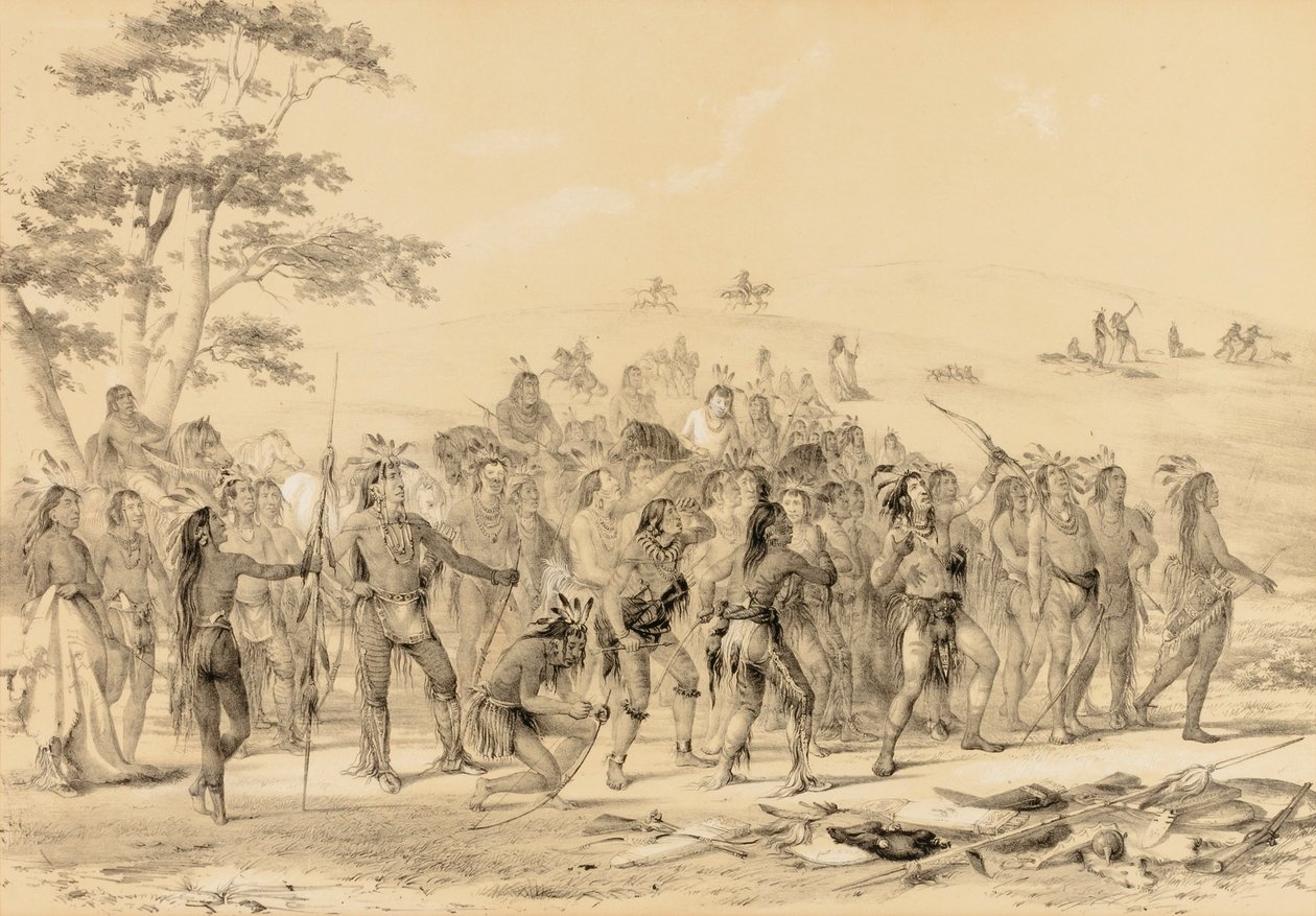 Braves skytte med pilar - en tävling - nr 24 av George Catlin