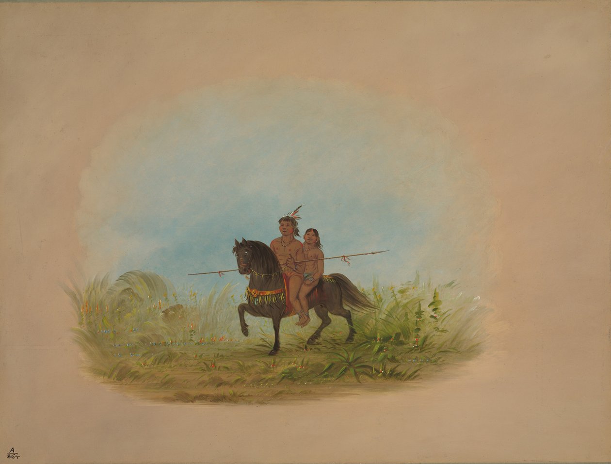 Brud och brudgum till häst - Connibo, 18541869. av George Catlin