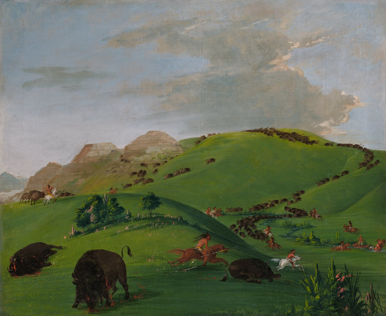 Buffalo Chase, Yellowstones mun, 1832-1833. av George Catlin