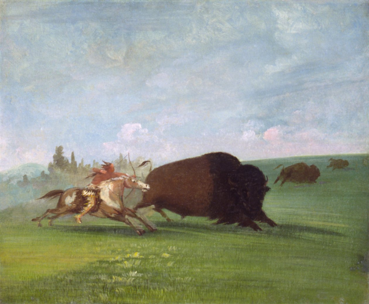 Buffalo Chase, en enda död, 1832-1833. av George Catlin