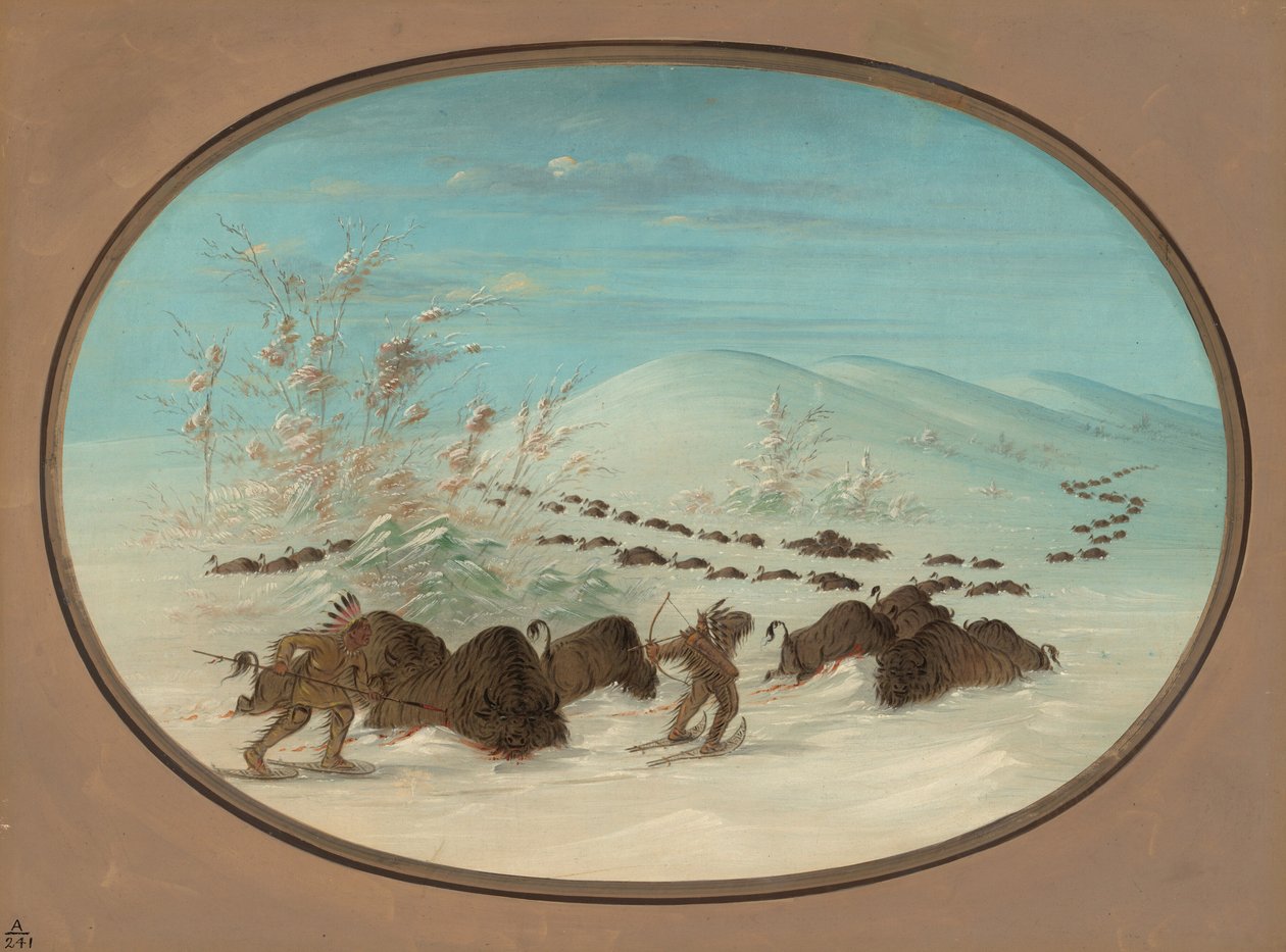 Buffalo Chase in the Snow Drifts - Ojibbeway, 18611869. av George Catlin