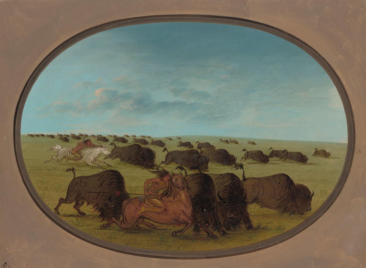 Buffalo Chase, med olyckor, 18611869. av George Catlin