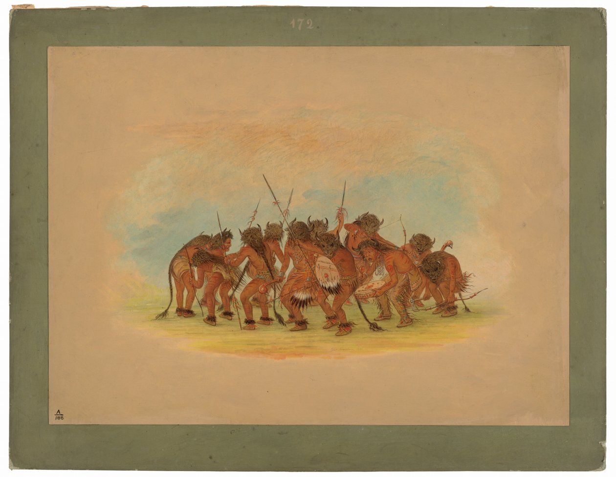 Buffeldans - Mandan av George Catlin
