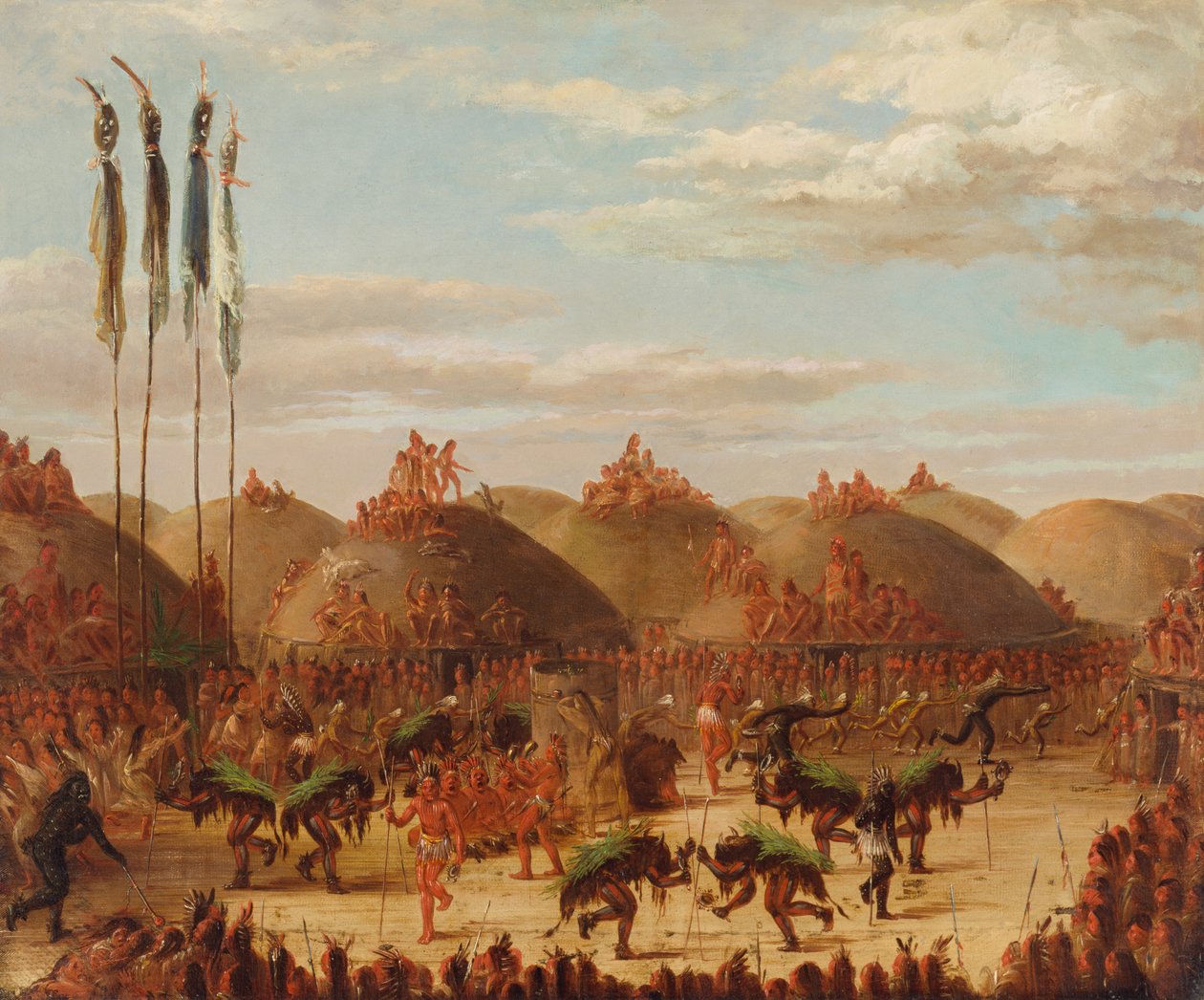 Tjurdans, Mandan O-kee-pa-ceremoni, 1832. av George Catlin