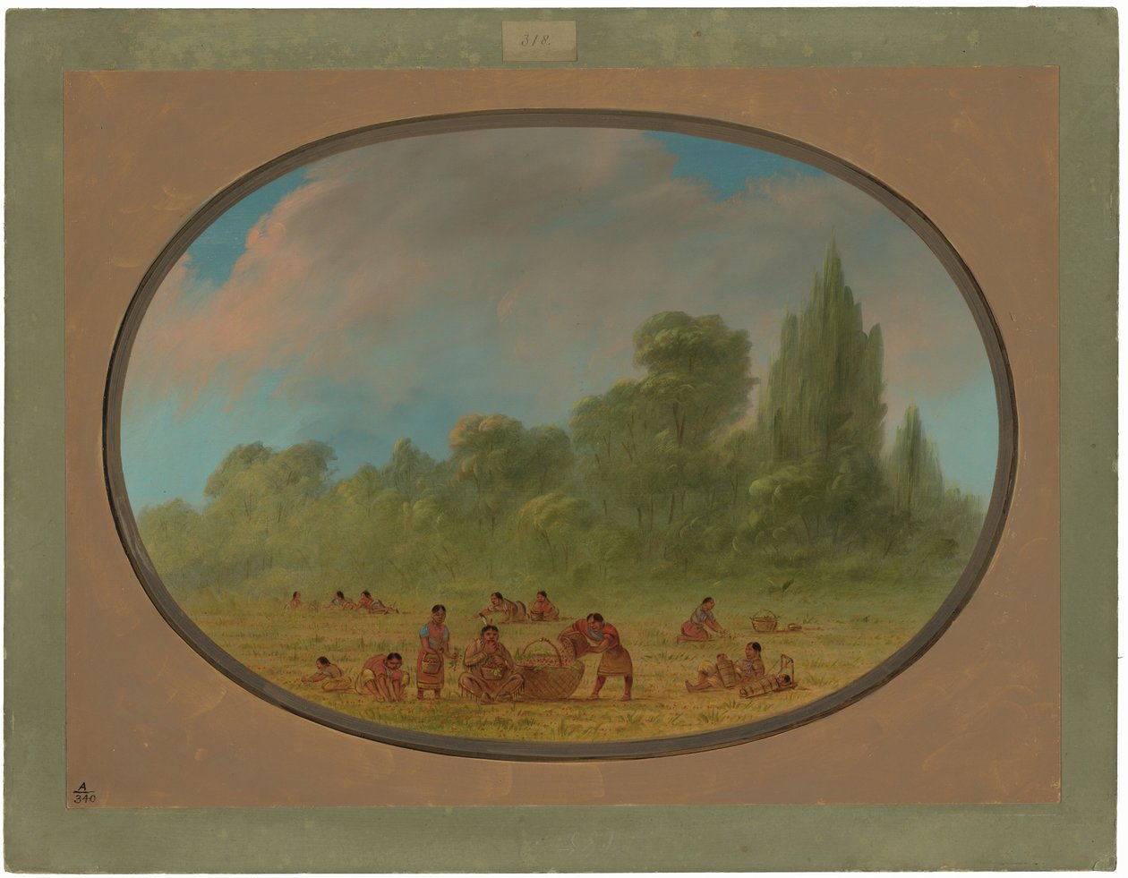 Caddo-indianer samlar vilda jordgubbar av George Catlin
