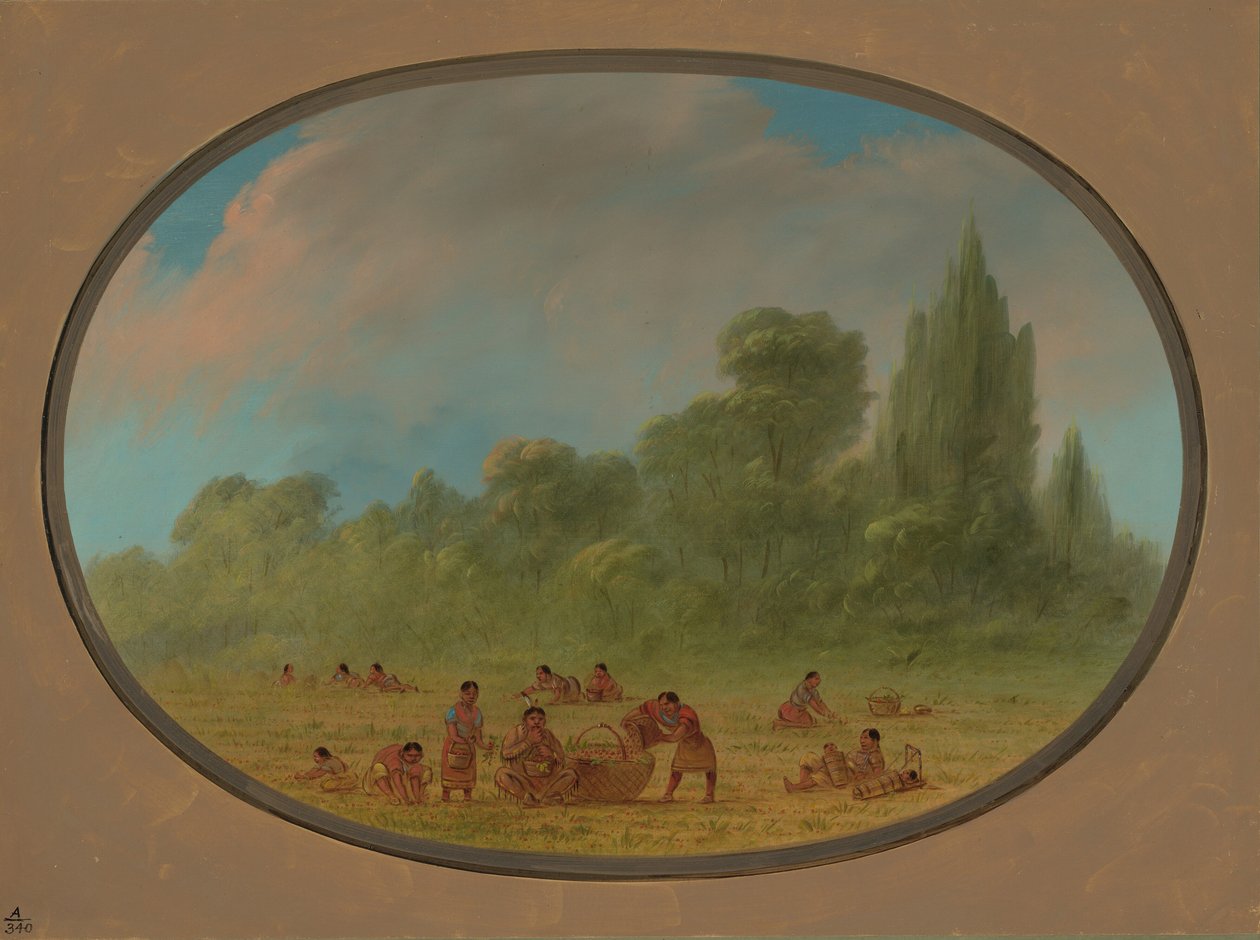 Caddo-indianer samlar vilda jordgubbar, 18611869. av George Catlin