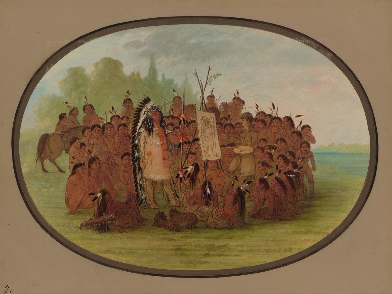 Catlin målar porträttet av Mah-to-toh-pa - Mandan, 18611869. av George Catlin