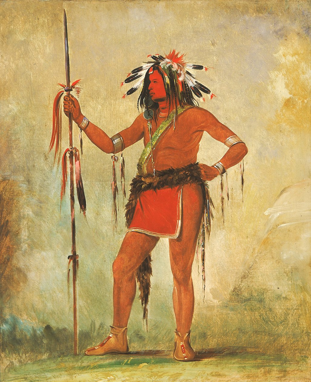 Cáh-be-múb-bee, Han som sitter överallt, en modig, 1835. av George Catlin