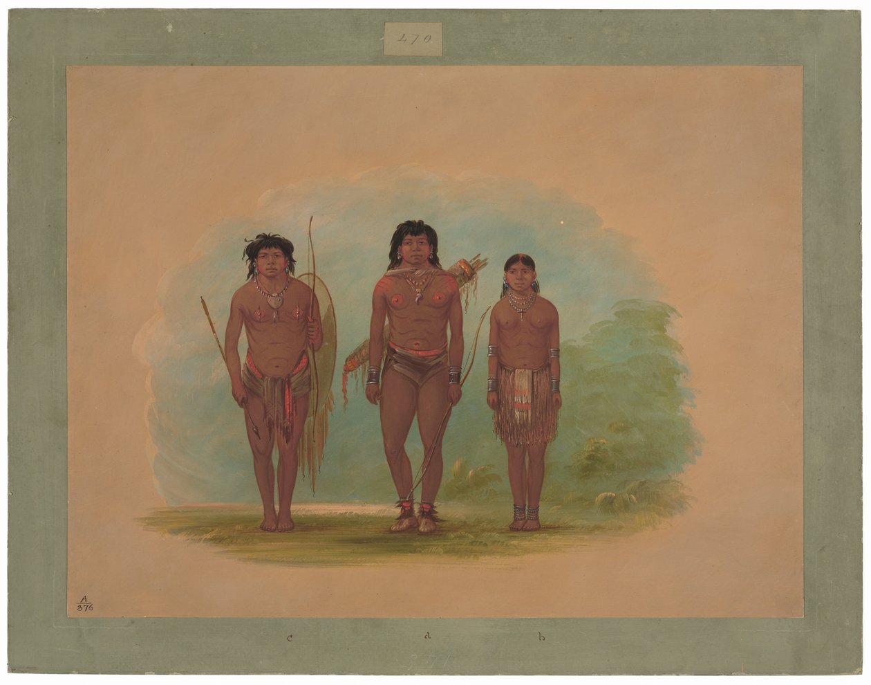 Chaco Chief, hans fru och en krigare av George Catlin
