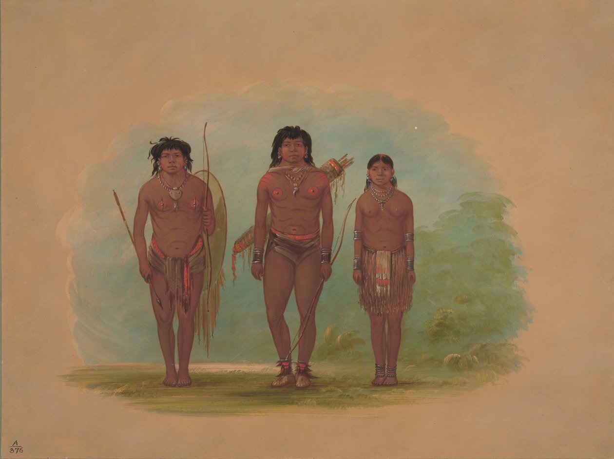 Chaco Chief, hans fru och en krigare, 18541869. av George Catlin
