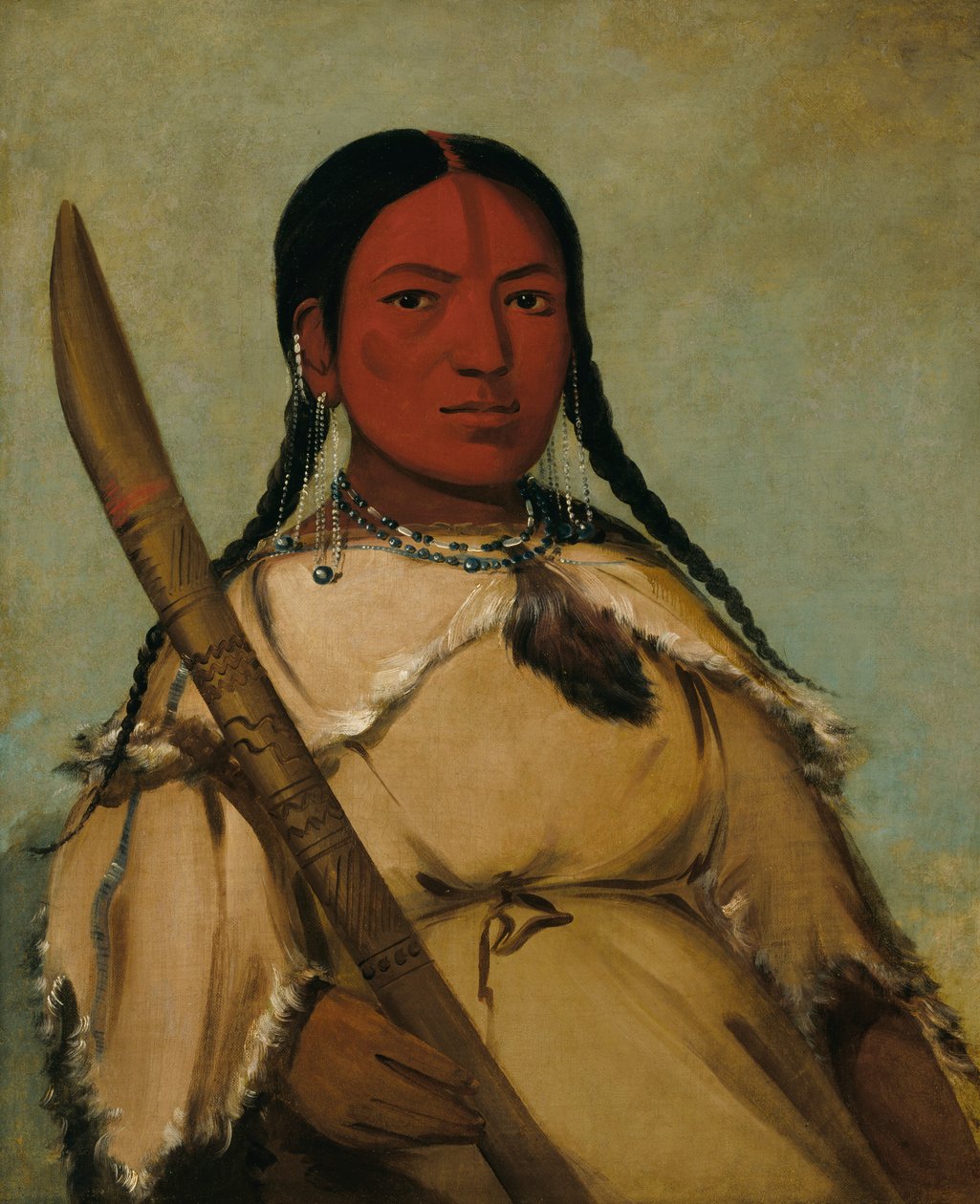 Chin-cha-pee, eldbugg som kryper, hustru till duvans ägghuvud, 1832. av George Catlin