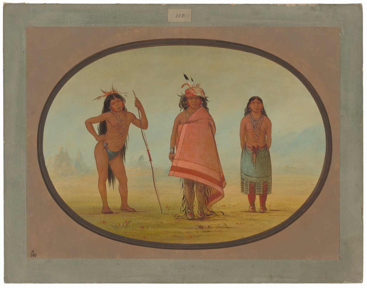 Cochimtee chef, hans fru och en krigare av George Catlin