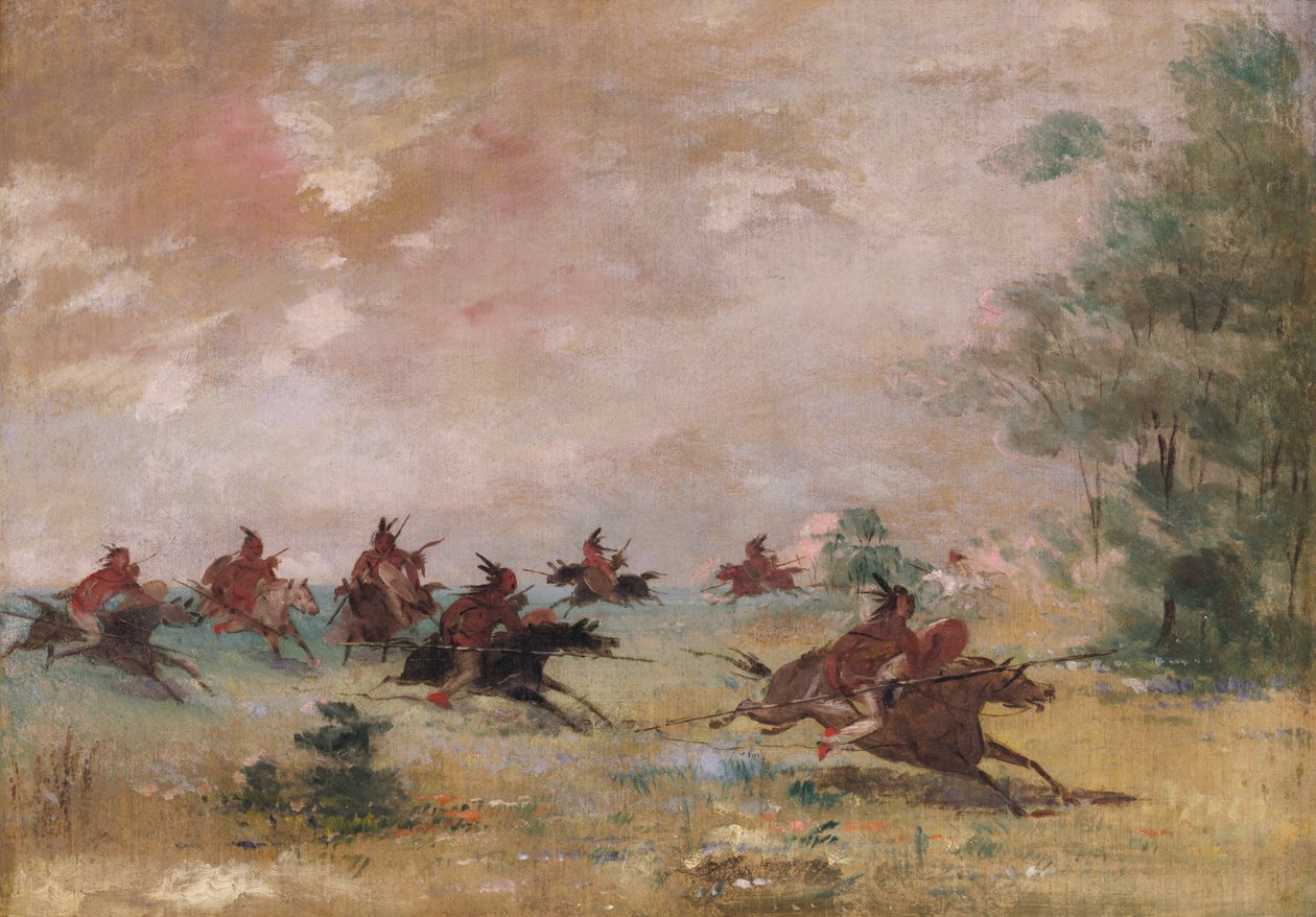Comanche War Party, monterad på vilda hästar, 1834-1837. av George Catlin
