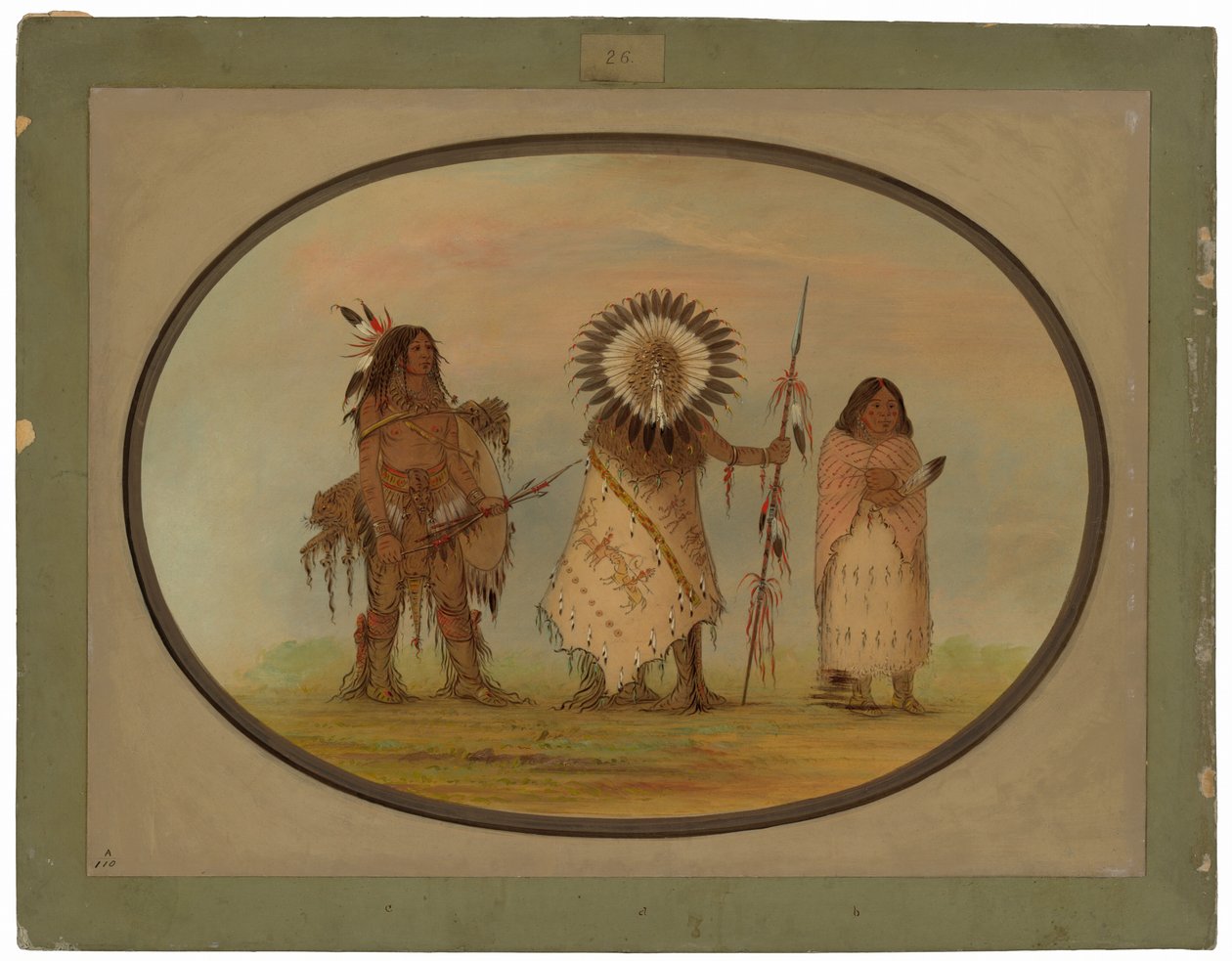 Kråkhövding, hans fru och en krigare av George Catlin