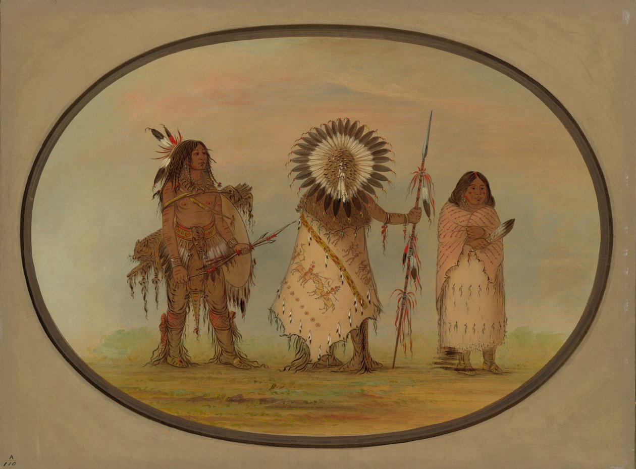 Kråkchef, hans fru och en krigare, 18611869. av George Catlin