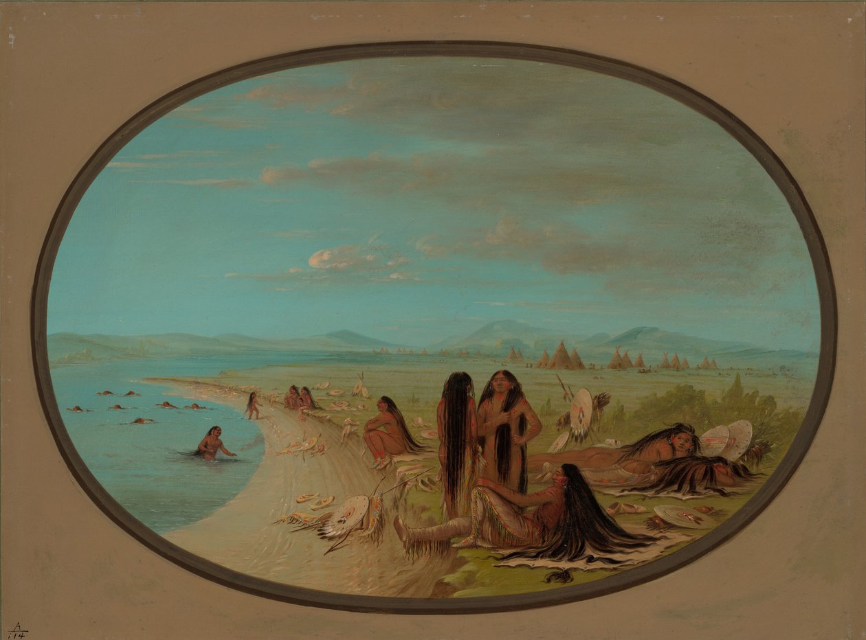 Kråkkrigare badar, 18611869. av George Catlin