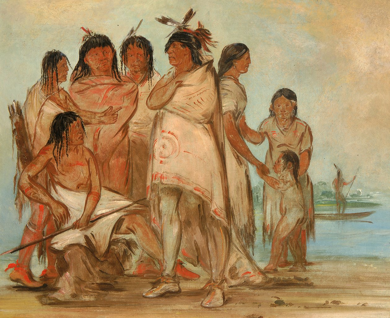 Du-cór-re-a, stammens hövding, och hans familj av George Catlin