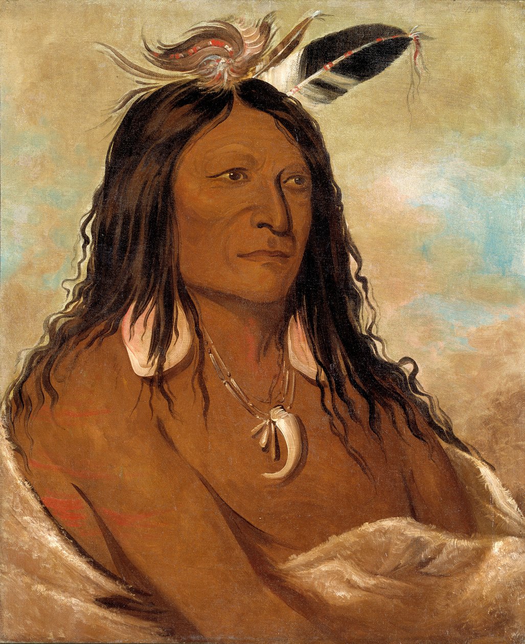 Eé-shah-kó-nee, pilbåge och pilkoger, förste hövding för stammen, 1834. av George Catlin