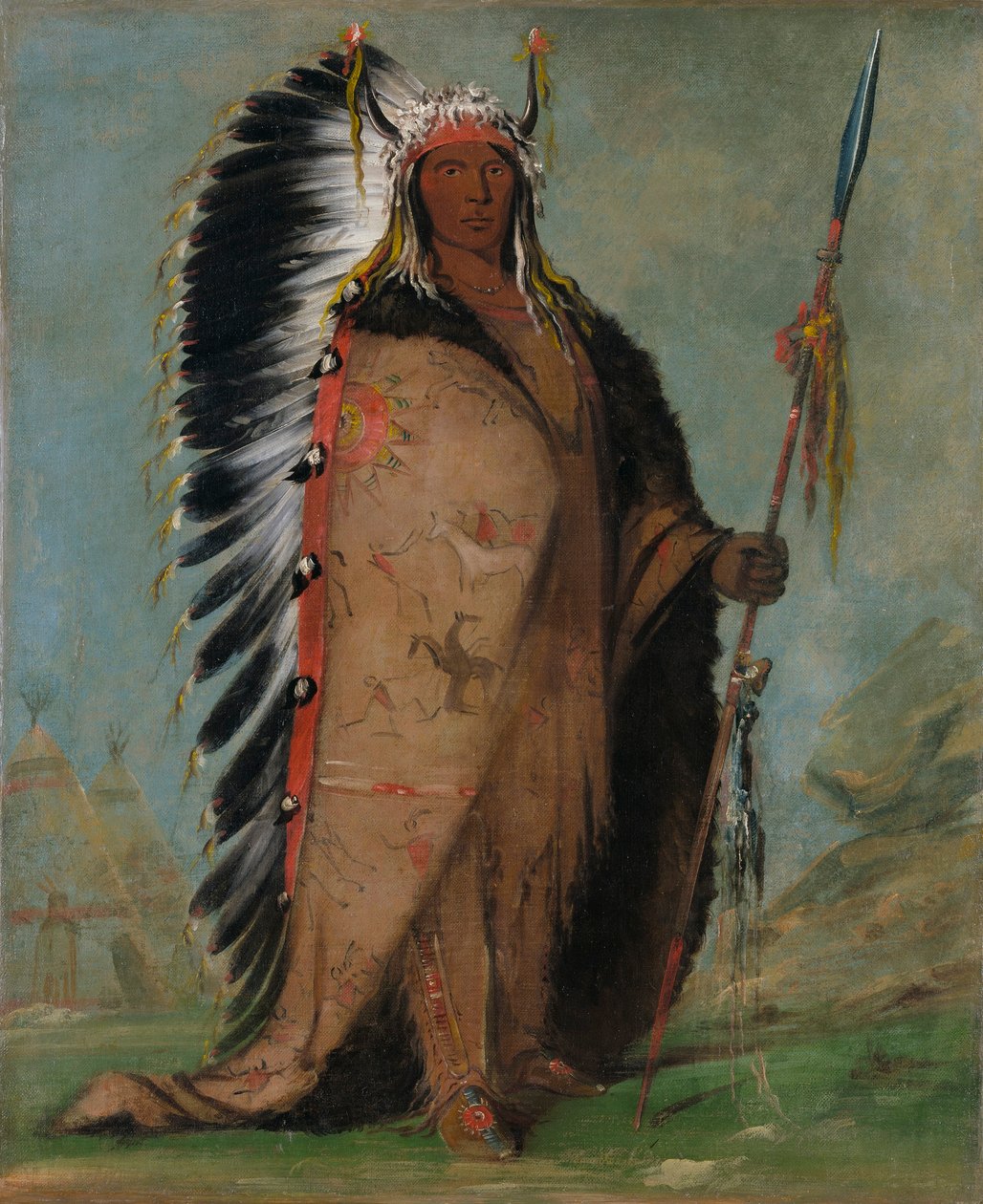 Ee-áh-sá-pa, Black Rock, en hövding från Two Kettle av George Catlin