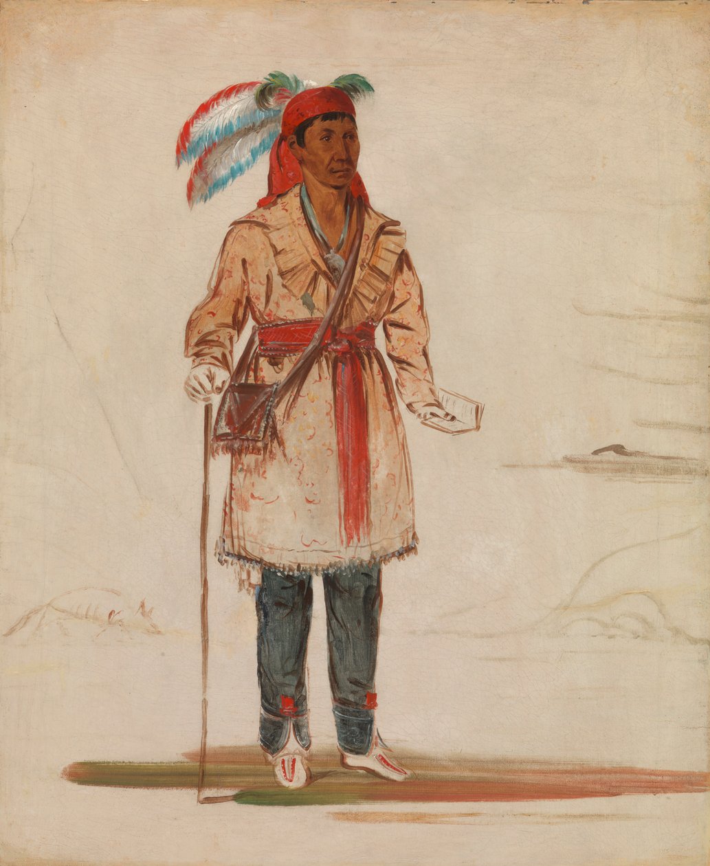 Ee-tów-o-kaum, båda sidor av floden, stammens hövding av George Catlin