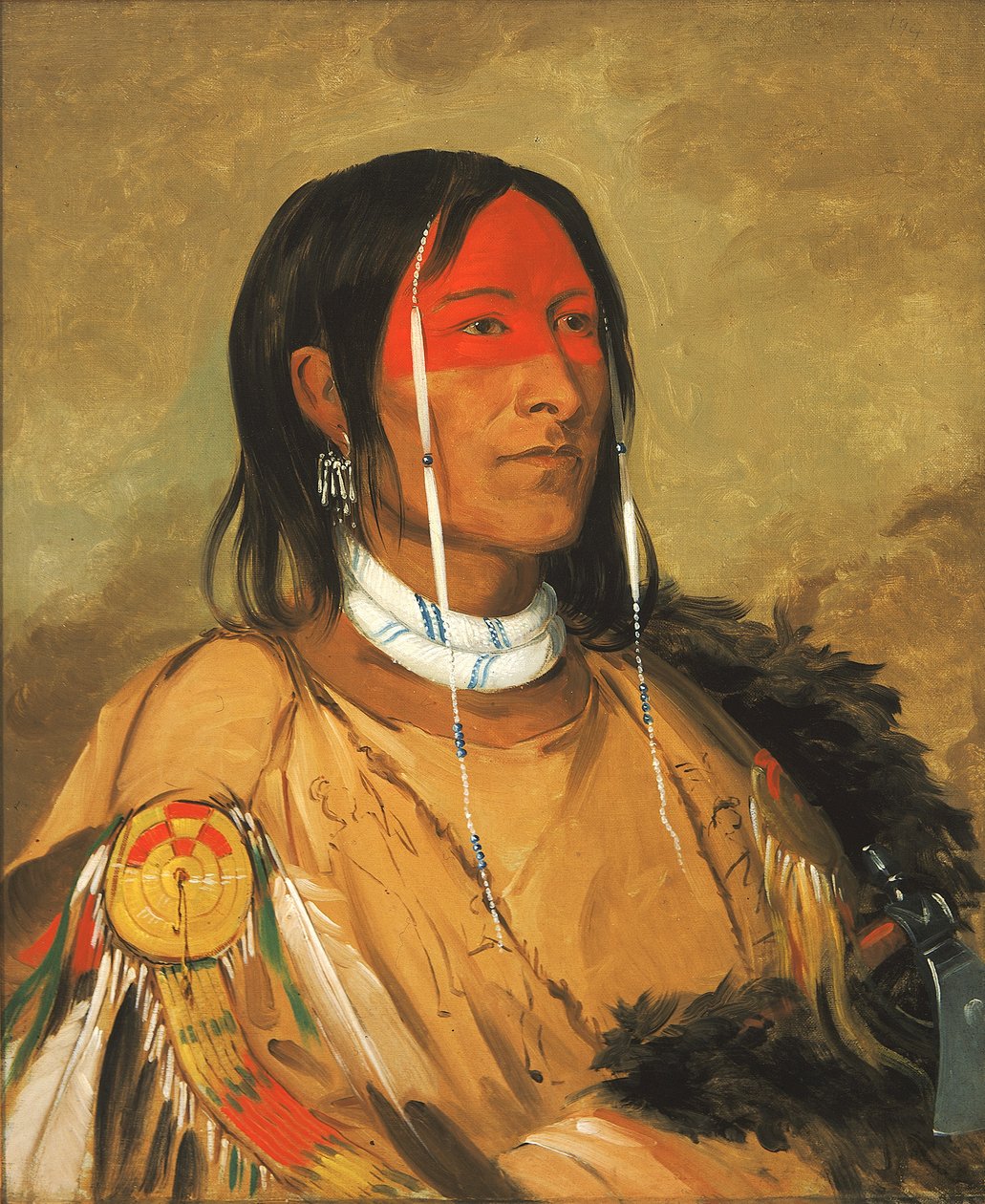 Eeh-tow-wées-ka-zeet, Han som har ögon bakom sig även känd som Broken Arm, a Foremost Brave, 1832. av George Catlin