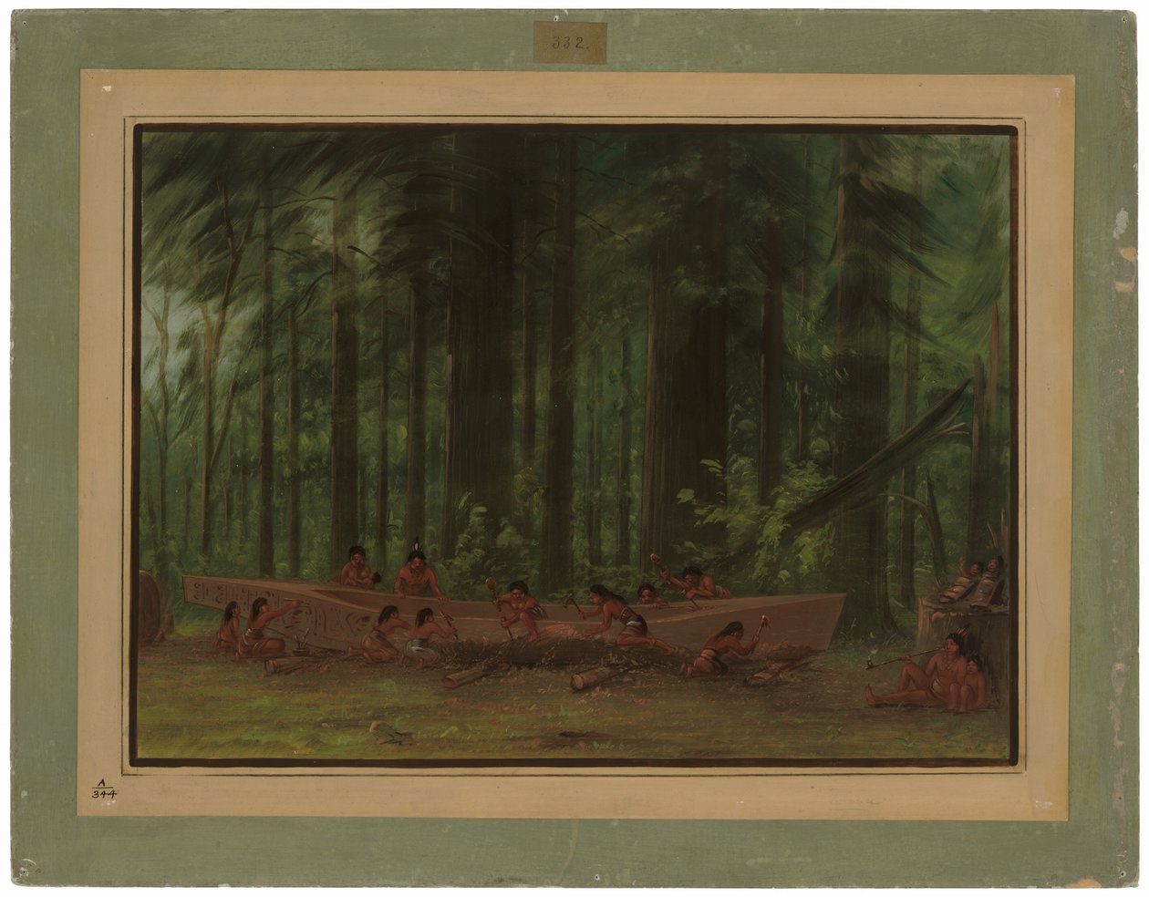 Gräver ut en kanot - Nayas indianer av George Catlin