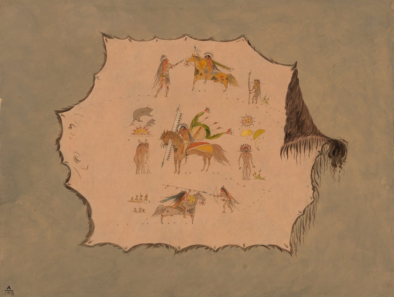 Faksimil av en Pawnee doktorsrock med fantastiska professionella mönster, 18611869. av George Catlin