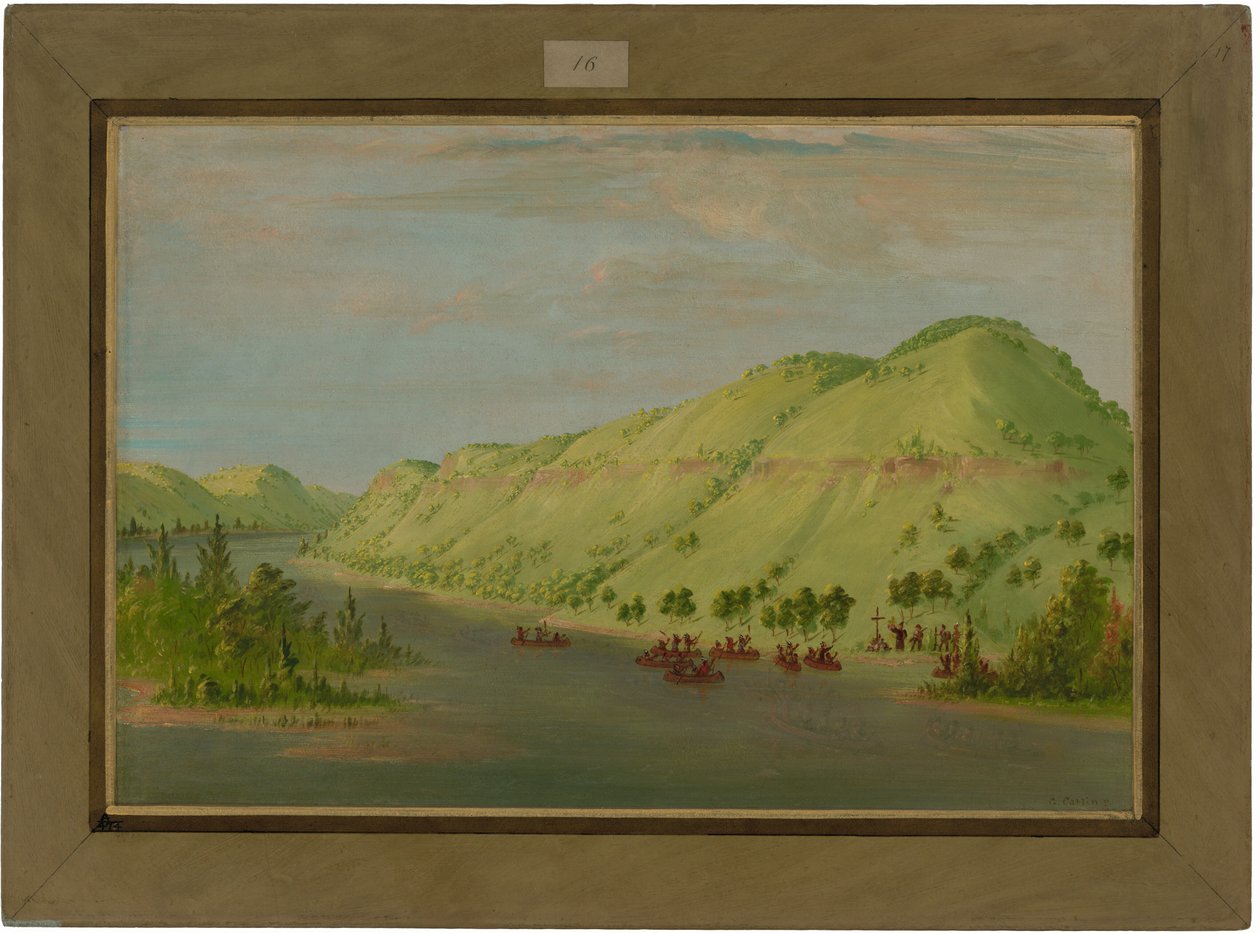 Fader Hennepin lämnar Mississippi för att gå med i La Salle. 8 maj 1680 av George Catlin