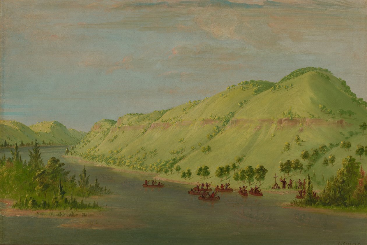 Fader Hennepin lämnar Mississippi för att gå med i La Salle. 8 maj 1680, 18471848. av George Catlin